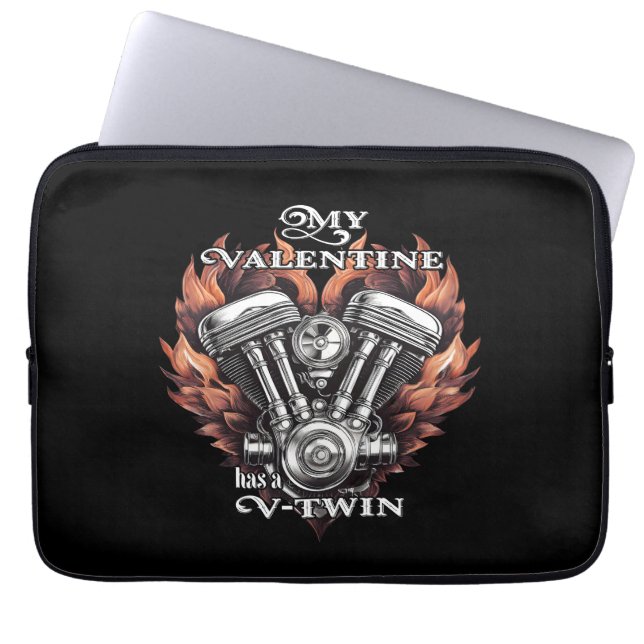 My Valentine has a V-Twin, Biker style ラップトップスリーブ (正面)
