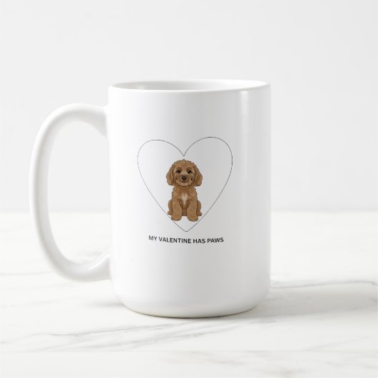 My Valentine Has Paws Cockapoo Dog Lover コーヒーマグカップ (左)