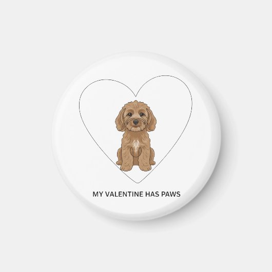 My Valentine Has Paws Cockapoo Dog Lover マグネット (正面)