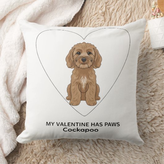 My Valentine Has Paws Cockapoo Personalise クッション (ブランケット)