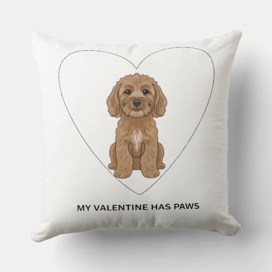 My Valentine Has Paws Cockapoo Personalise クッション (裏面)