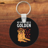 My Valentine Is Golden Retriever Valentines Day Pe キーホルダー (正面)