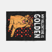 My Valentine Is Golden Retriever Valentines Day Pe フリースブランケット (正面(横))