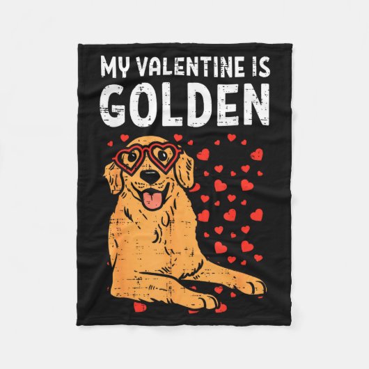My Valentine Is Golden Retriever Valentines Day Pe フリースブランケット (正面)