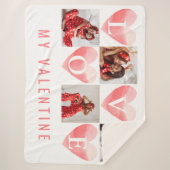 My Valentine Waterカラーハートコラージュ シェルパブランケット (正面)