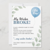 My Water Broke Baby Shower Game Balloon Eucalyptus 招待状 (正面)