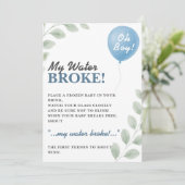 My Water Broke Baby Shower Game Balloon Eucalyptus 招待状 (スタンド正面)