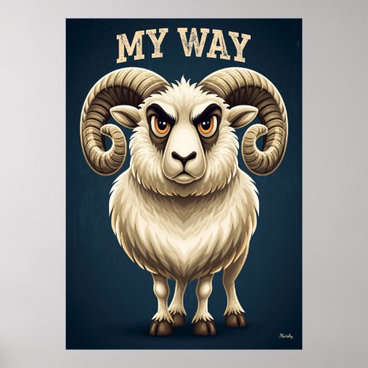 My Way Ram – Funny Cartoon Character Art ポスター (正面)