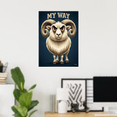My Way Ram – Funny Cartoon Character Art ポスター (ホームオフィス)