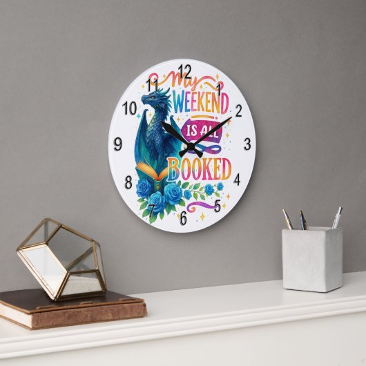 My Weekend Is All Booked ラージ壁時計 (オフィス)