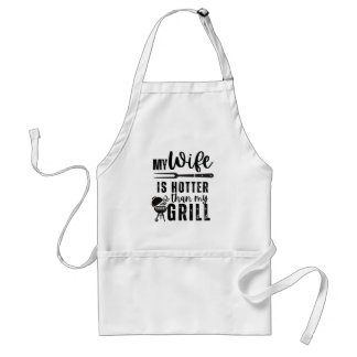 My Wife Is Hotter Than My Grill – Funny BBQ Apron スタンダードエプロン