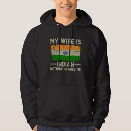 My Wife is Indian Nothing Scares Me Husband パーカ (正面)