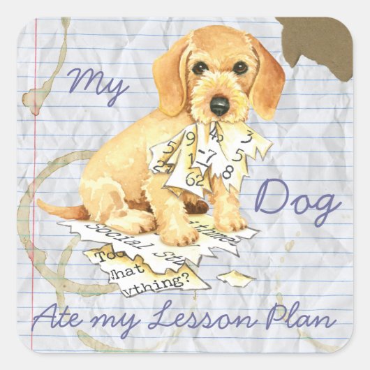 My Wirefold Dachshand 食べ My Lesson Plan スクエアシール (正面)