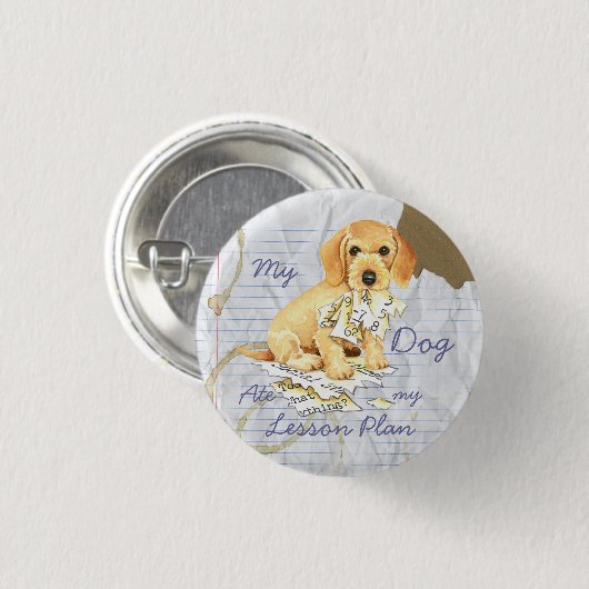 My Wirefold Dachshand 食べ My Lesson Plan 缶バッジ (正面&裏面)