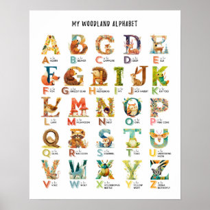 My Woodland Animal Alphabet教育ポスター ポスター