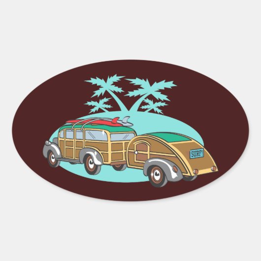 My WoodyでCAmping 楕円形シール (正面)