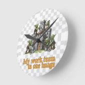 My Work Team Funny Goblin Humor clock ラウンド壁時計 (傾斜)