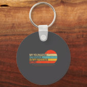 My Youngest Daughter Is My Favorite Child Funny Pa キーホルダー (正面)