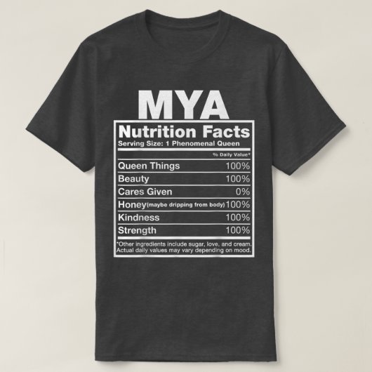 Mya栄養ファクトMya名前誕生日 Tシャツ (デザイン正面)