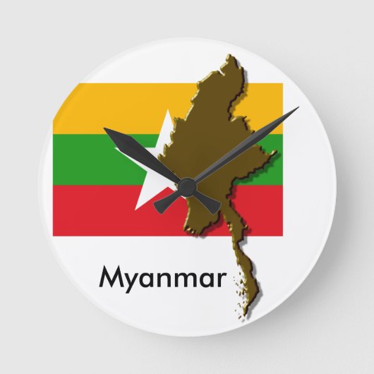 Myanmar Runde Wanduhr ラウンド壁時計 (正面)