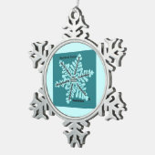 MyastheniaのGravisのティール(緑がかった色)の認識度のオーナメント スノーフレークピューターオーナメント (右)