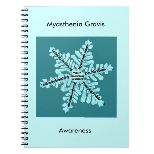 MyastheniaのGravisの認識度のティール(緑がかった色)のロゴのノート ノートブック (正面)