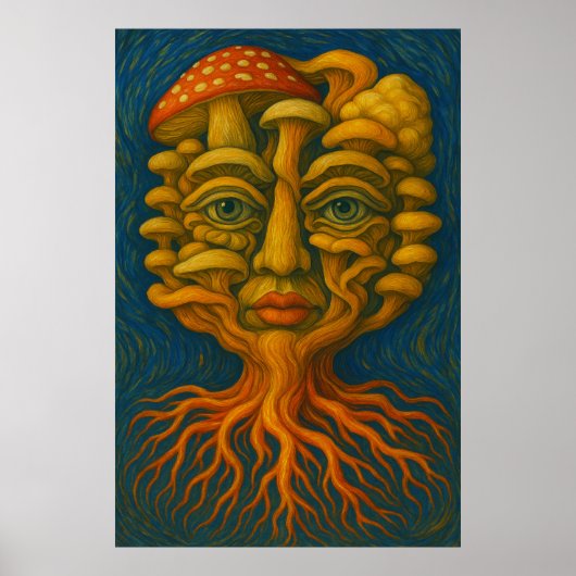 Mycelium Dreamscape - Surreal Mathew顔ポスター ポスター (正面)