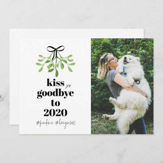 MydletoeキスGoodbye 2020 DoOverおもしろい犬写真 シーズンカード (正面/裏面)