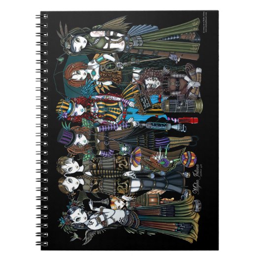 Myka Jelinaの芸術のSteampunkの種族の妖精のノート ノートブック (正面)