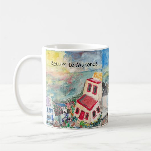 Mykonosの日没のコップ コーヒーマグカップ (左)