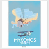 Mykonosギリシャ地図と旅行のポスター シール (シート)