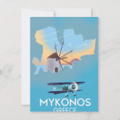 Mykonosギリシャ地図と旅行のポスター 招待状 (裏面)