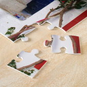 Mykonos、ギリシャの家で育っているブーゲンビリア ジグソーパズル (側面)