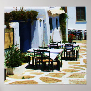Mykonos,ギリシャ,ギリシャ諸島,カフェ ポスター