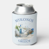 Mykonos Coastal Fantasy in Watercolor 缶クーラー (缶正面)