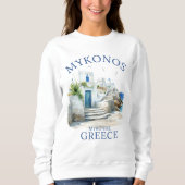 Mykonos Coastal Serenity in Watercolor スウェットシャツ (正面)