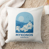 Mykonos Greece Blue Minimalist Travel Art  クッション (ブランケット)