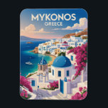 Mykonos Greece Coast Travel Art Vintage マグネット<br><div class="desc">Mykonos retro vector travel design. From the scenic windmills to the charming lanes of Little Venice,  Mykonos offers a perfect mix of relaxation,  beauty,  and energy.</div>