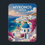Mykonos Greece Coast Travel Art Vintage マグネット<br><div class="desc">Mykonos retro vector travel design. From the scenic windmills to the charming lanes of Little Venice,  Mykonos offers a perfect mix of relaxation,  beauty,  and energy.</div>