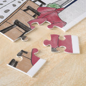 Mykonos Greece Colorful Travel Art ジグソーパズル (側面)