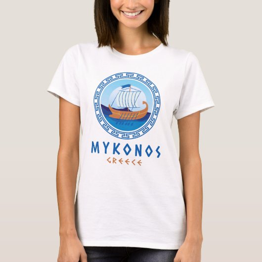 Mykonos, Greece Greek ShipデザインWomen's Tシャツ (正面)