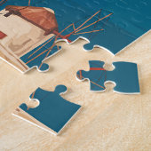 Mykonos Greece Illustration Travel Art Vintage ジグソーパズル (側面)