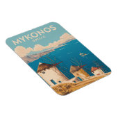 Mykonos Greece Illustration Travel Art Vintage マグネット (右側)
