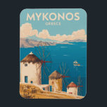 Mykonos Greece Illustration Travel Art Vintage マグネット<br><div class="desc">Mykonos retro vector travel design. From the scenic windmills to the charming lanes of Little Venice,  Mykonos offers a perfect mix of relaxation,  beauty,  and energy.</div>