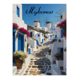 Mykonos Greece Travel Poster ポスター