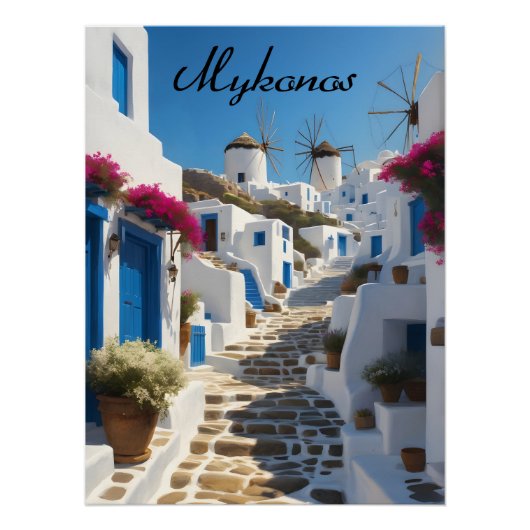 Mykonos Greece Travel Poster ポスター (正面)