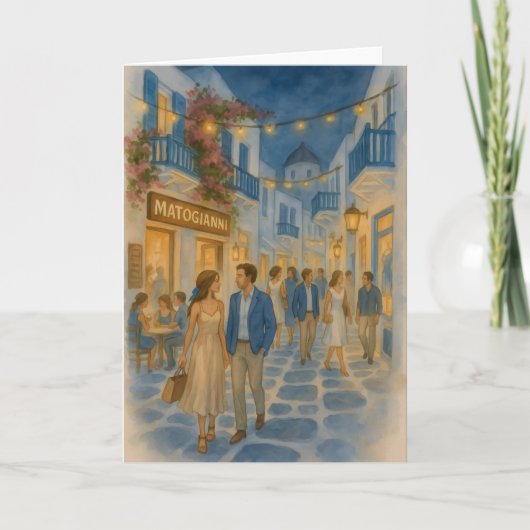 Mykonos Greece Watercolor カード (正面)