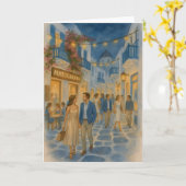 Mykonos Greece Watercolor カード (黄色い花)