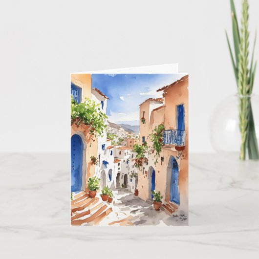 Mykonos Greece Watercolor カード (正面)