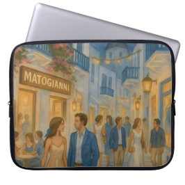 Mykonos Greece Watercolor Laptop Sleeve ラップトップスリーブ